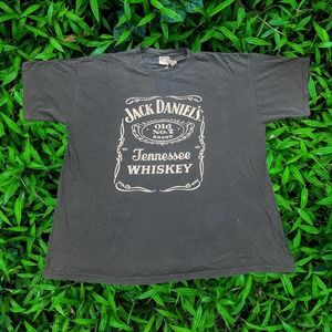 00s Jack Daniels Whiskey Grunge Punk Y2K Black White Y2K Cotton Tee XL